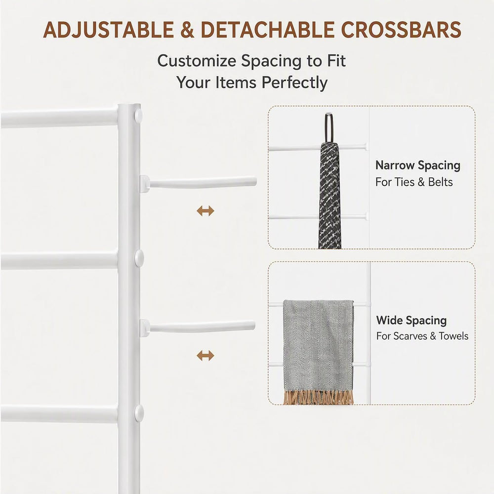 10 Tier Wall Mounted Rack,Scarf Display Stand,Belt Pants Hangers Scarves Hija...