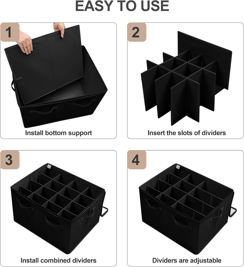 TOPIA HOME Shoe Organizer for Closet 2 Pack, Foldable Shoe Box with Adjustabl...