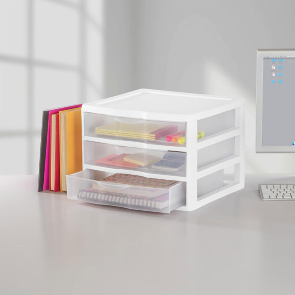 Sterilite Wide 3-Drawer Storage Unit for Bedroom and Dresser, 3-Pack