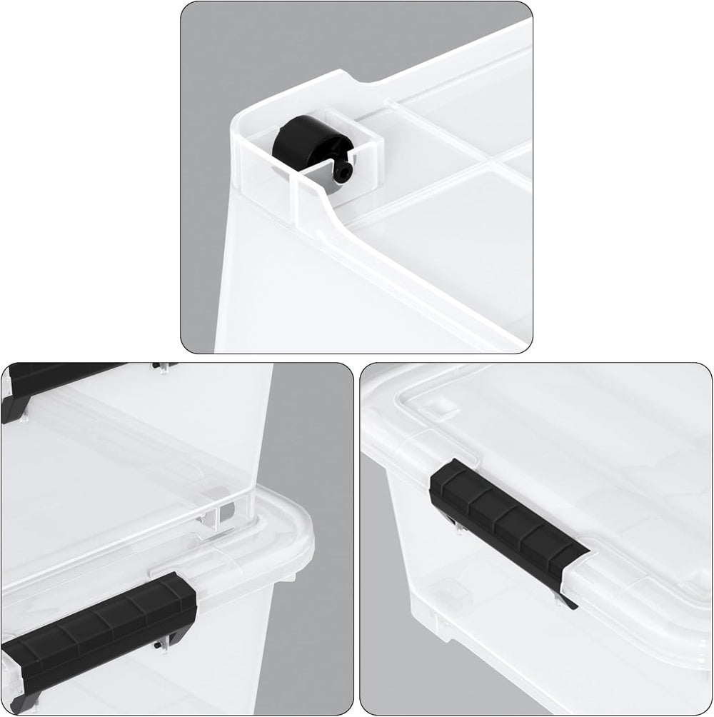 25 Quart Clear Plastic Underbed Storage Bins with Wheels, 4 Packs