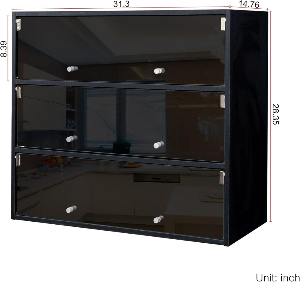Shoe Storage Box, Wooden Organizer Shoe Storage Box with Flip Glass Door, 3-T...