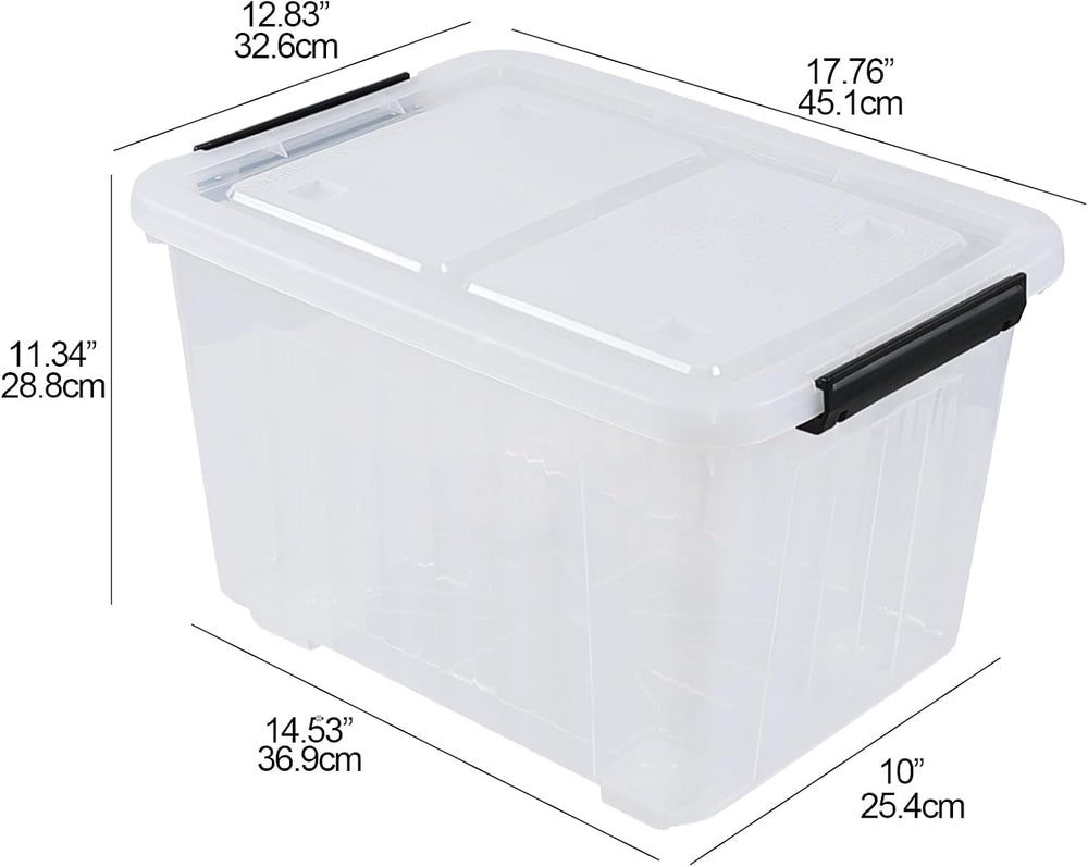 Yuright 30 Quart Clear Plastic Storage Bin Box with Wheels, 4 Packs