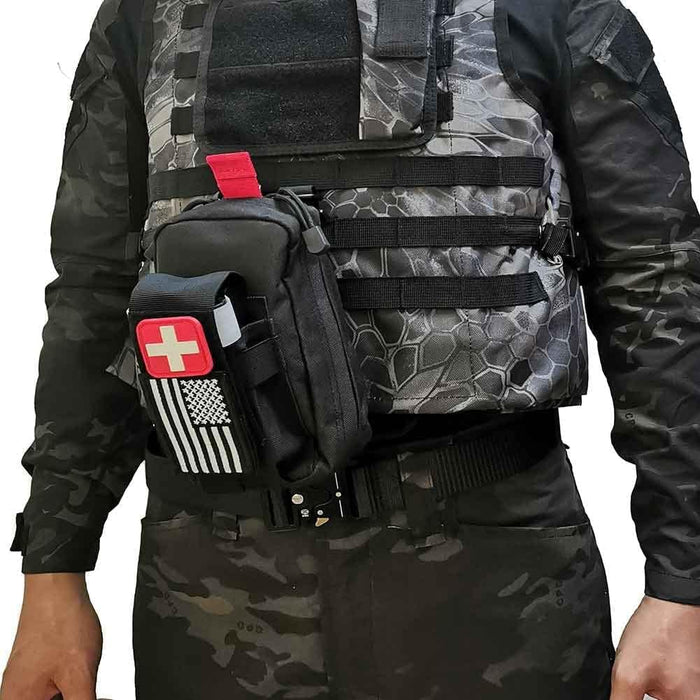 Ifak Med Trauma Kit, Black Molle Tactical Emergency First Aid Kit,Military Survival Molle EMT Medical Kit Refill Supplies Fot Duty Belt
