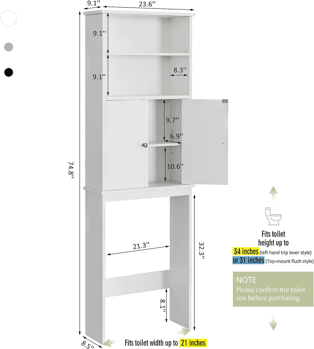 Extra Tall Over The Toilet Storage Cabinet for Bathroom, 75in Storage Organiz...