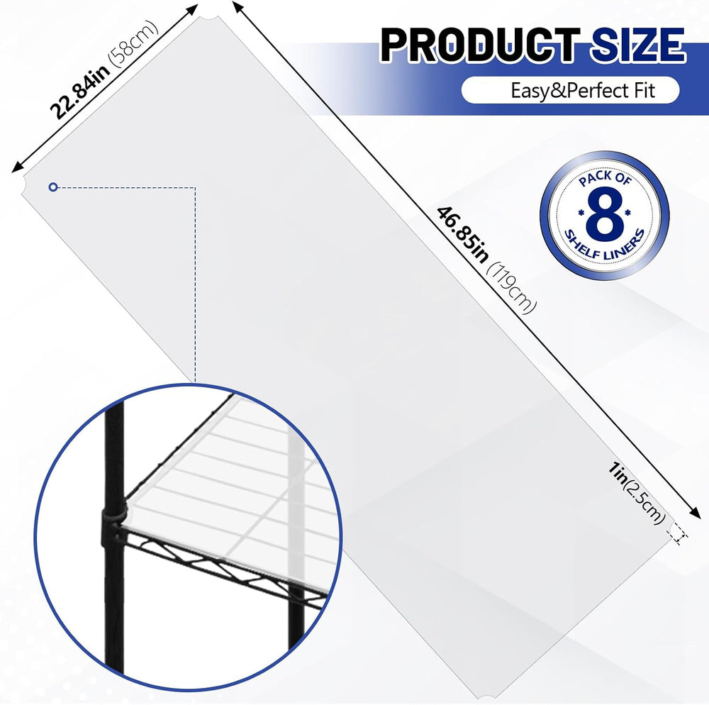 Sliner 8 Pack 24 x 48 Inch Plastic Shelf Liners for Wire Shelving