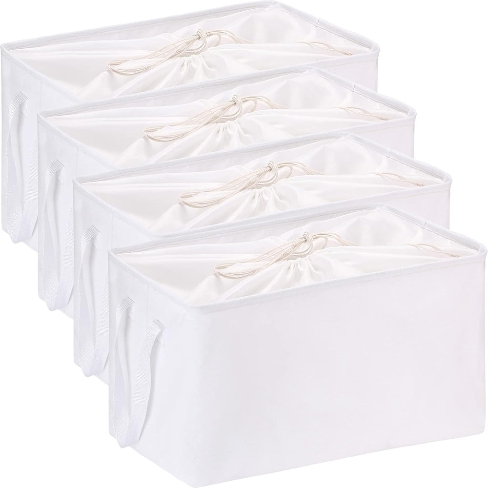 Hinwo 102L XXL Canvas Storage Bin with Lid and Handles, 4-Pack