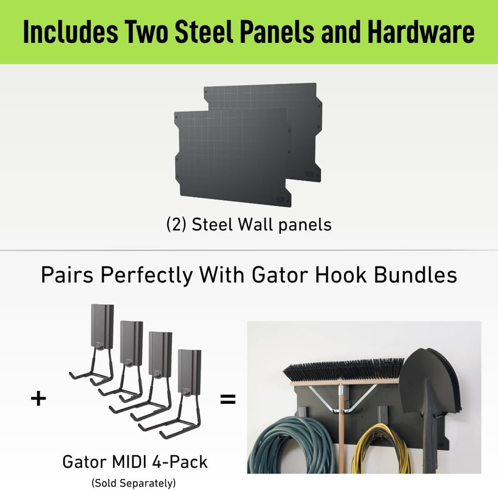 GATOR MAGNETICS 2 Pack Steel Wall Panels 16.75 x 12 in, Garage Organizer