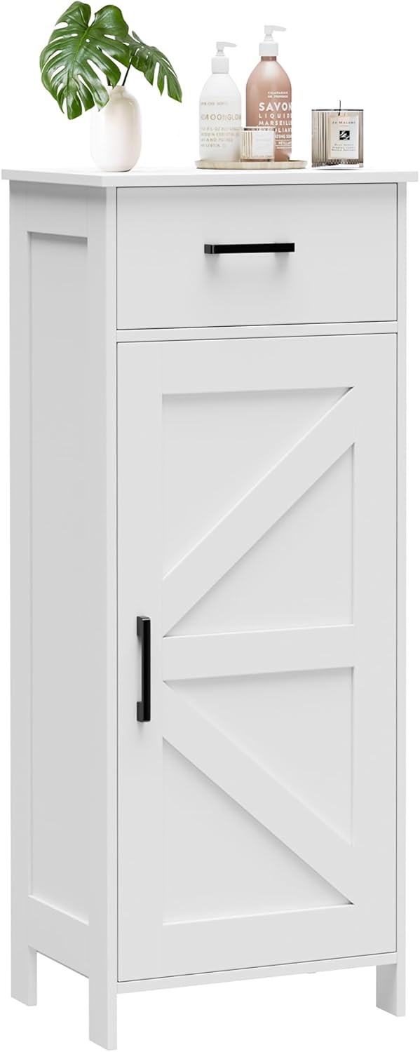 Homhedy Bathroom Storage Cabinet with Drawer & Adjustable Shelf