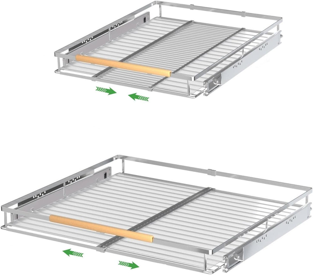Pull-Out Cabinet Organizer, Stainless, 16.2-26.2 In, 2 Pack