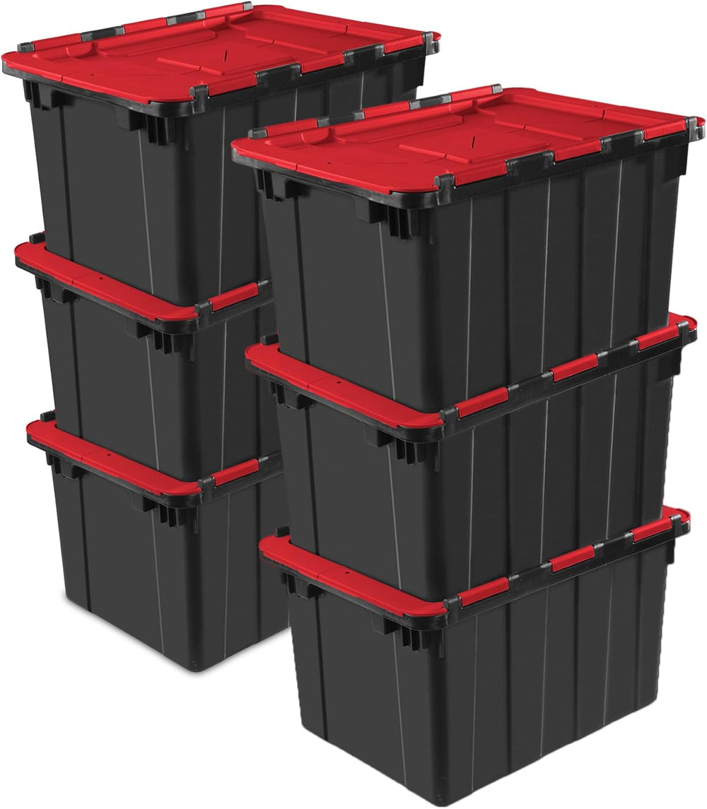 Sterilite Industrial Storage Tote with Lids for Garage, 12 Gallon, 6-Pack