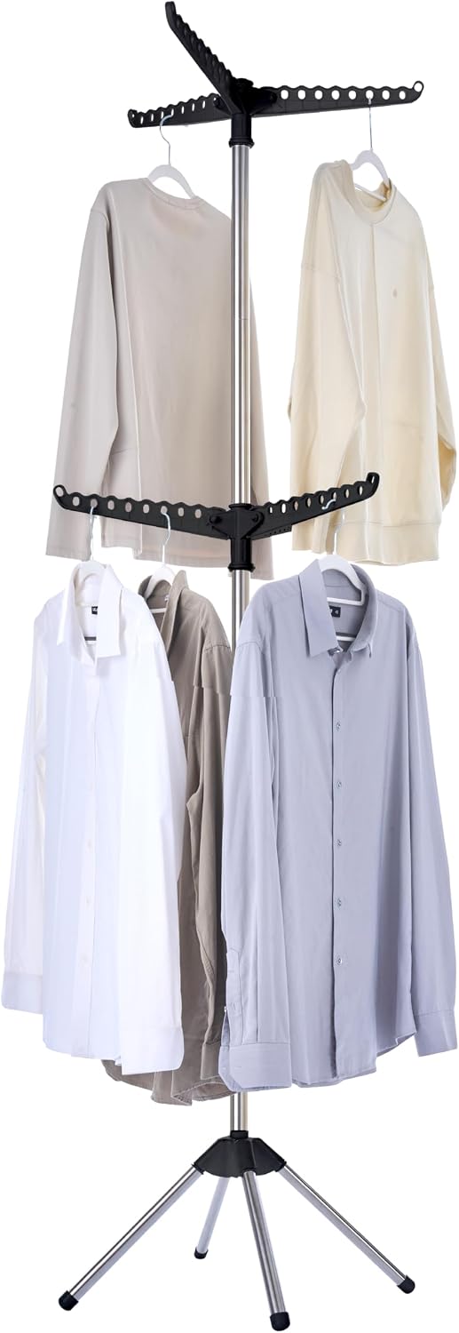 CASAMAYA Clothes Drying Rack Foldable, 74.8 inch 2 Tier Laundry Drying Rack w...
