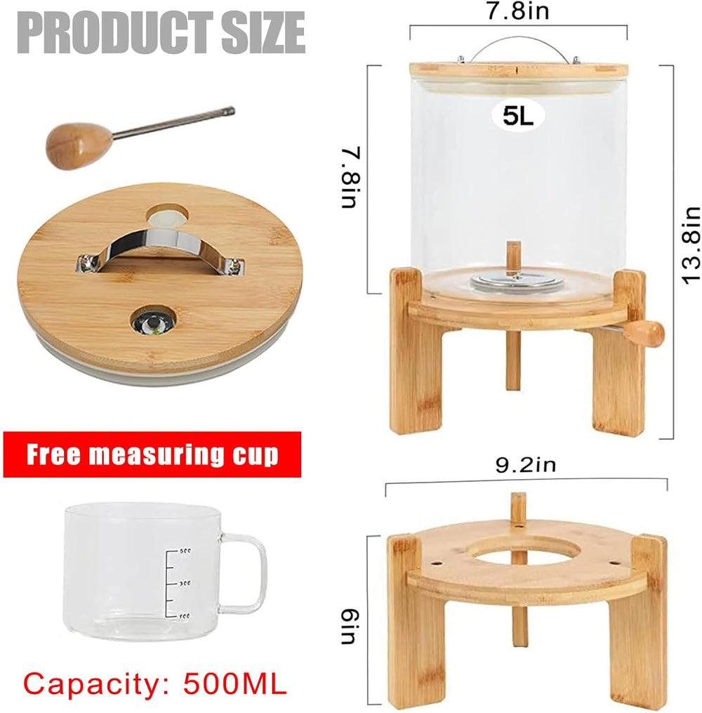 Rice Dispenser 5L, Grain Dispenser Glass Bucket, Cereal Dispenser Countertop ...