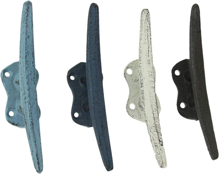 Zeckos Set of 4 Boat Cleat Wall Hooks, 5.75 Inch Tall Multicolored