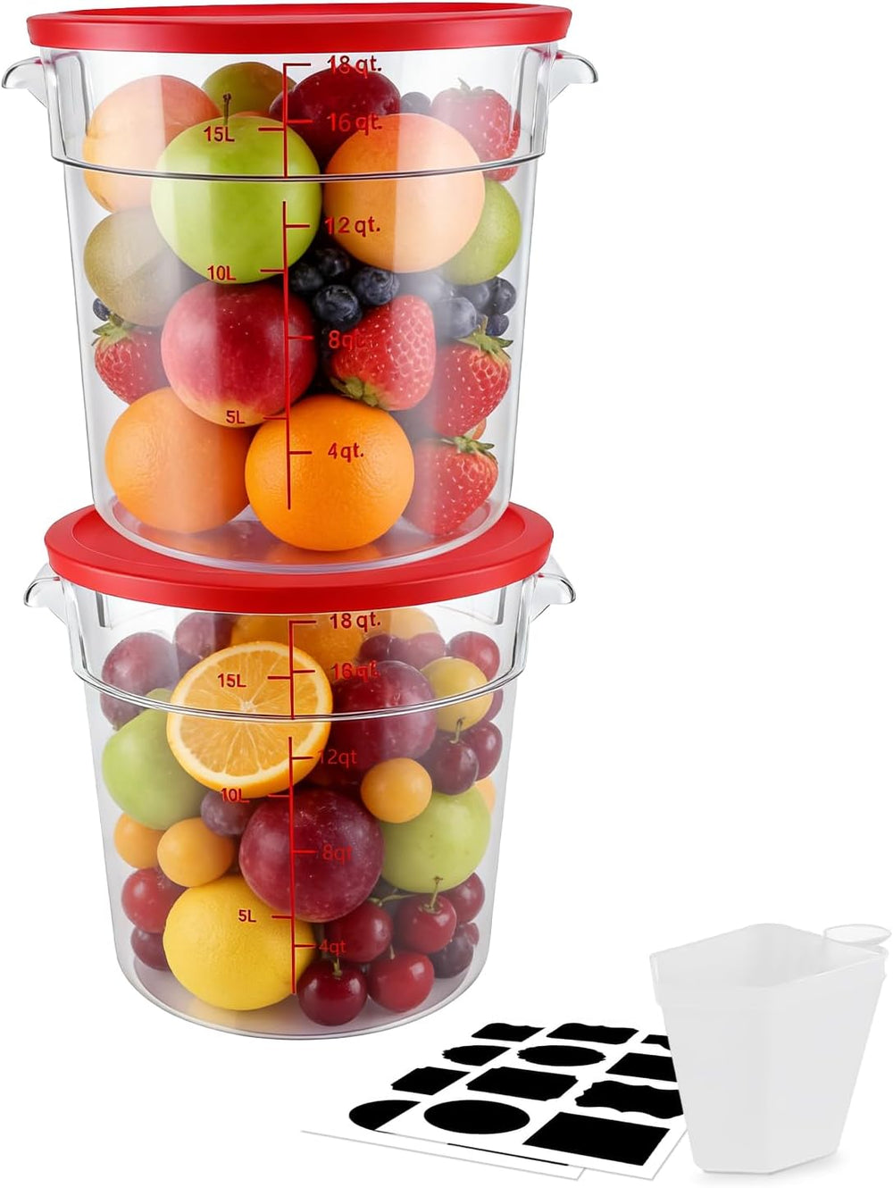 2 Pack Square Food Storage Container With Lid,12-22 Quart Commercial Storage ...