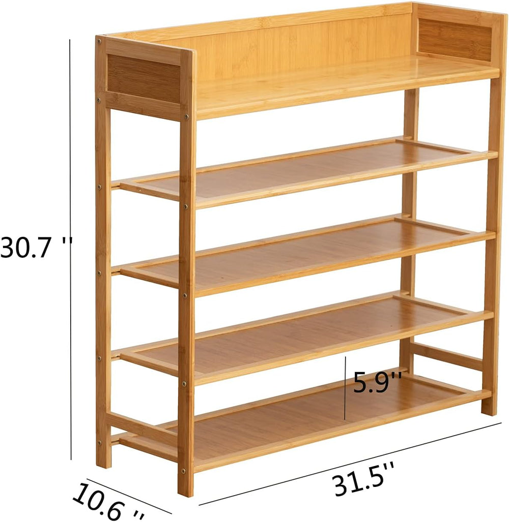 Bamboo Shoe Rack Organizer, 5 Tier Shoe Shelf Storage Organizer, for Entryway...