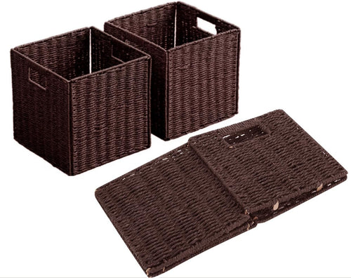 10.5x10.5in storage baskets set of 3 dark brown, main product view