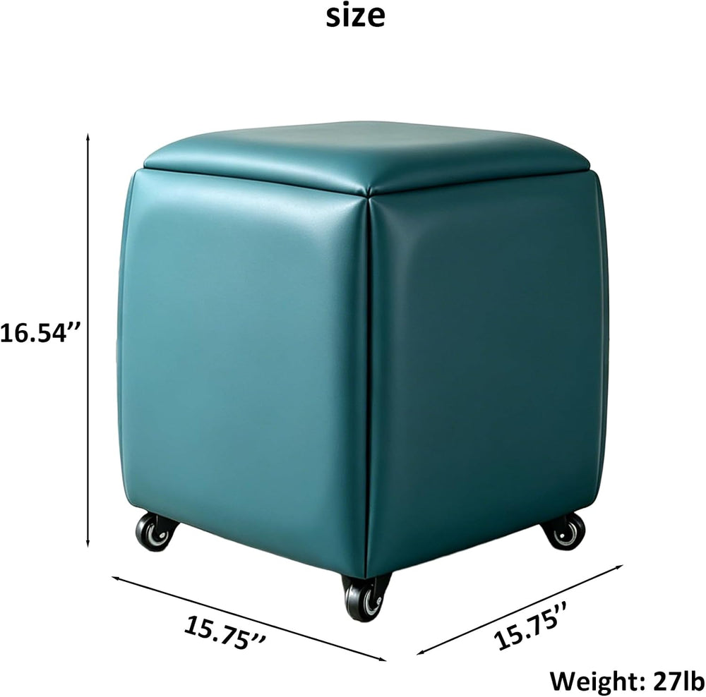 5 in 1 Nesting Ottoman Cube Chair, Stackable Stools, Leather Square Ottoman B...