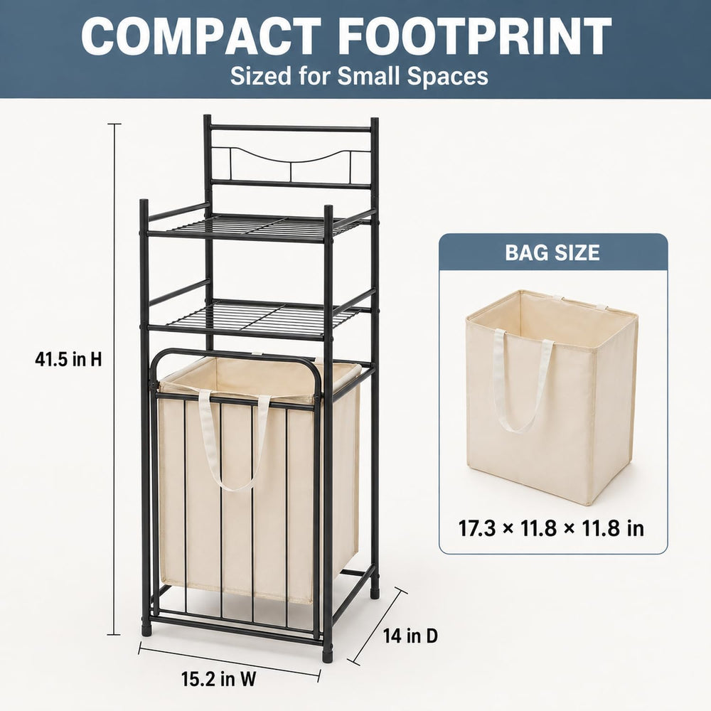 Tilt Out Laundry Hamper, 3-Tier Storage Basket with Removable Bag