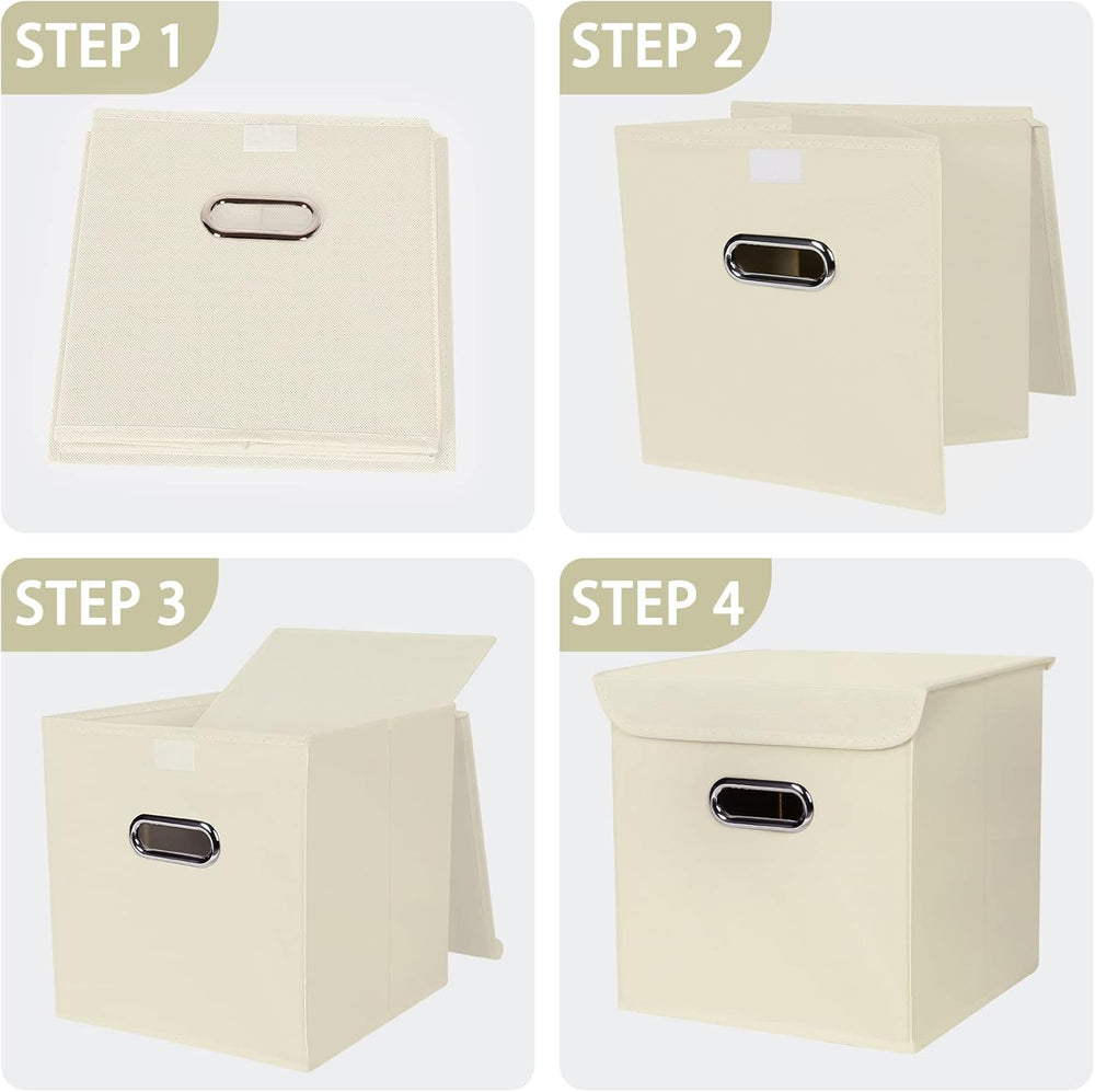 Closet Organizers Fabric Storage Bins With Lids Collapsible Cube Storage Orga...