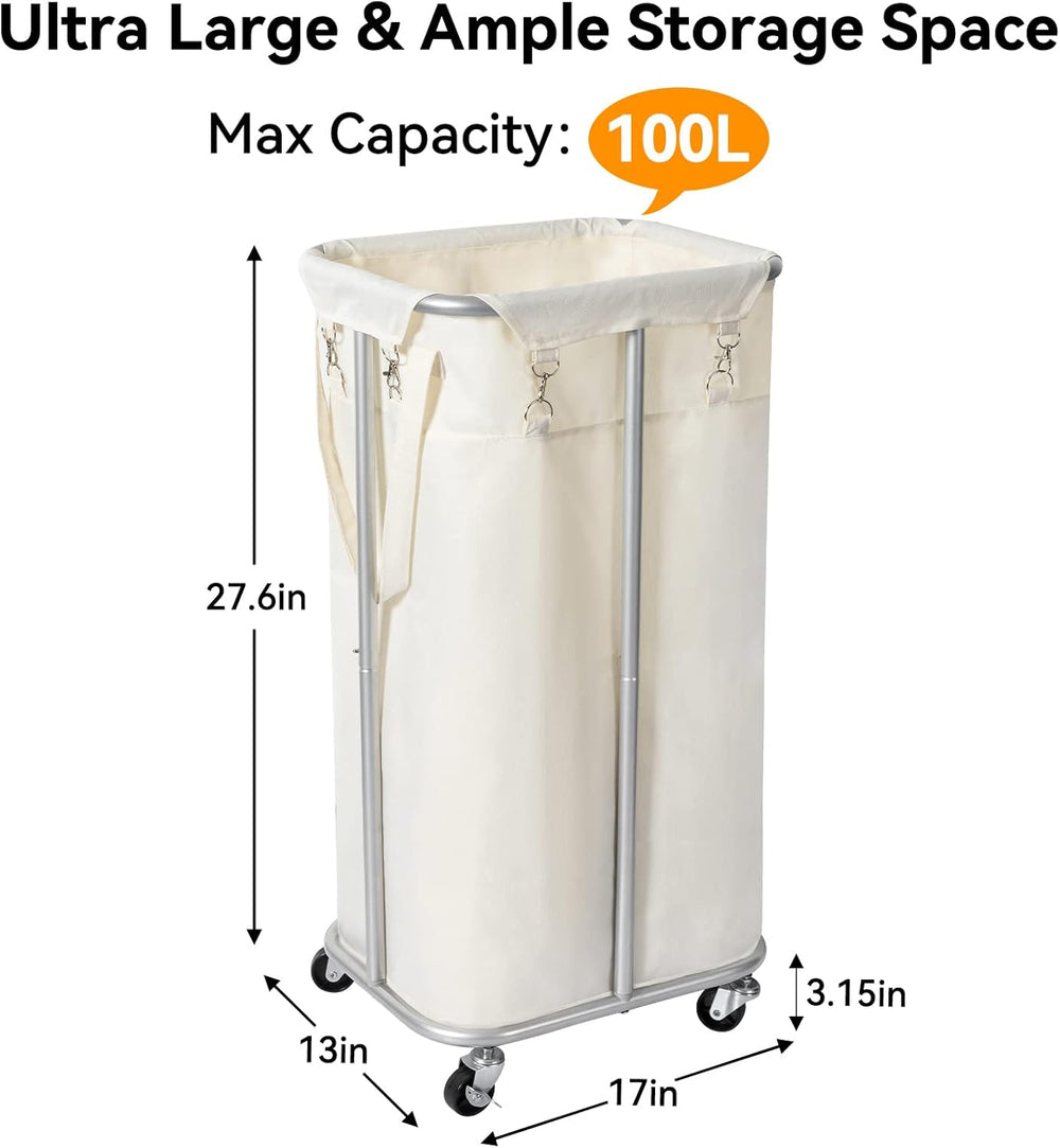 WOWLIVE 100L Rolling Laundry Basket with Wheels, Tall Laundry Hamper