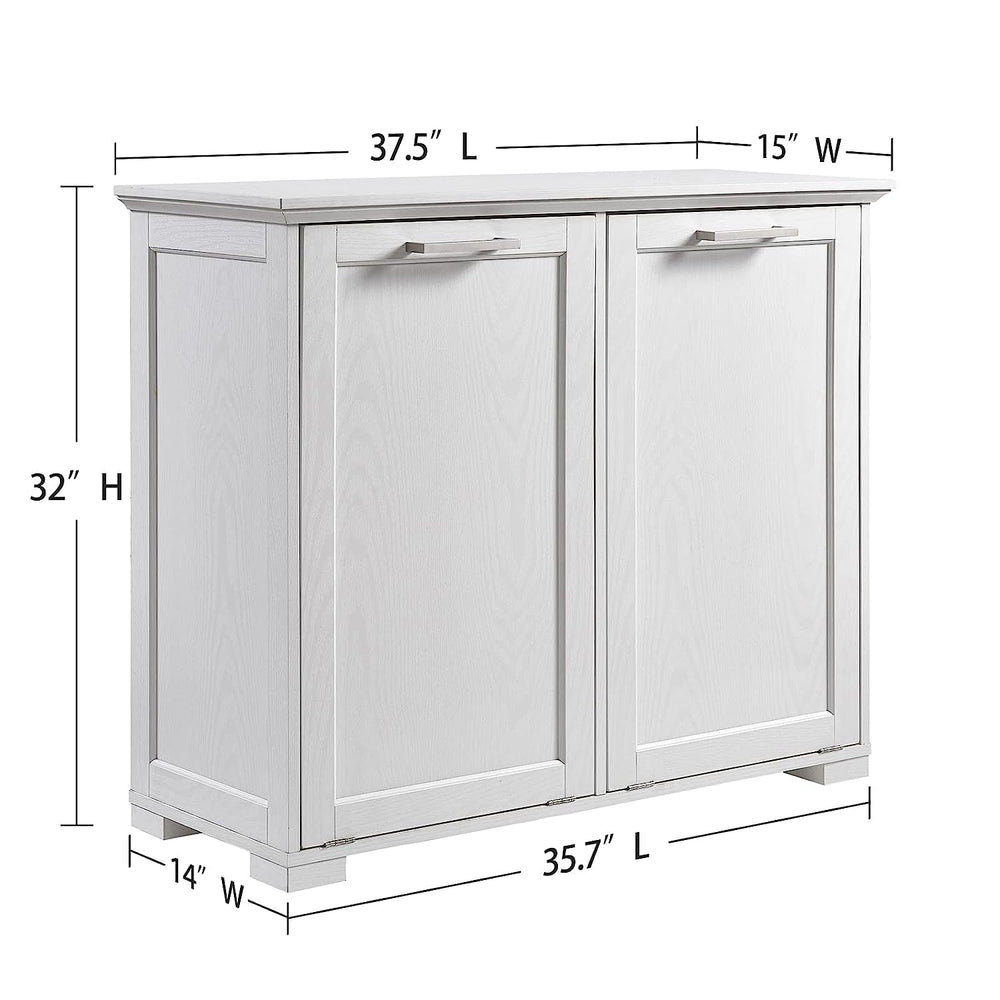 UpWiew Tilt Out Trash Cabinet Wooden, Double Door 2x10 Gallons, White Finish