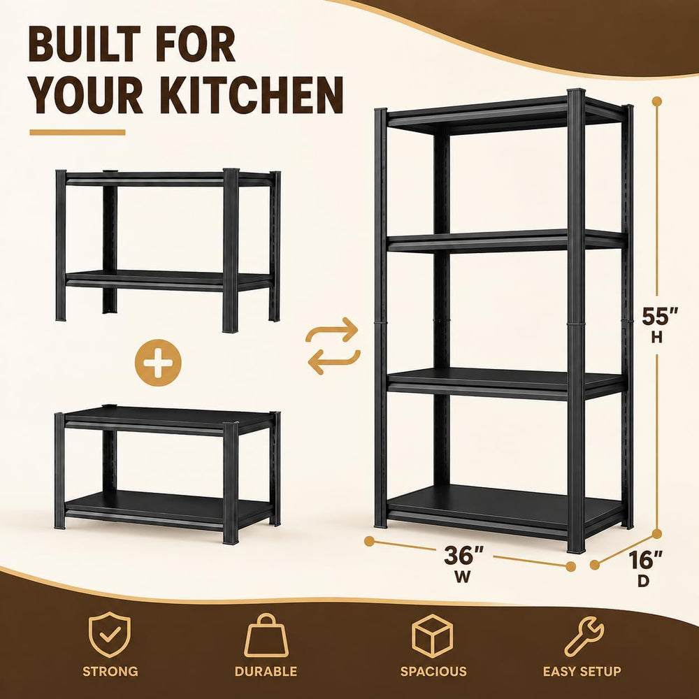 Kitchen Shelf, Adjustable Bakers Rack, Heavy Duty Coffee bar