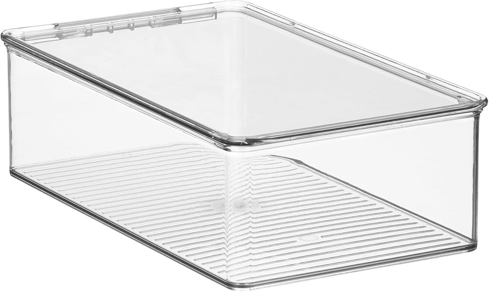 iDesign Stackable Plastic Shoe Box with Hinged-Lid, Set of 4, Clear