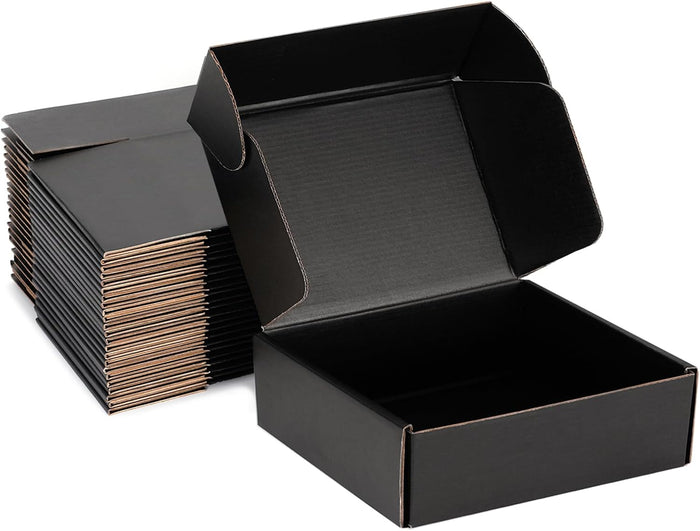 10x10x3 Black Shipping Boxes for Small Business, Packing, 25 Pack