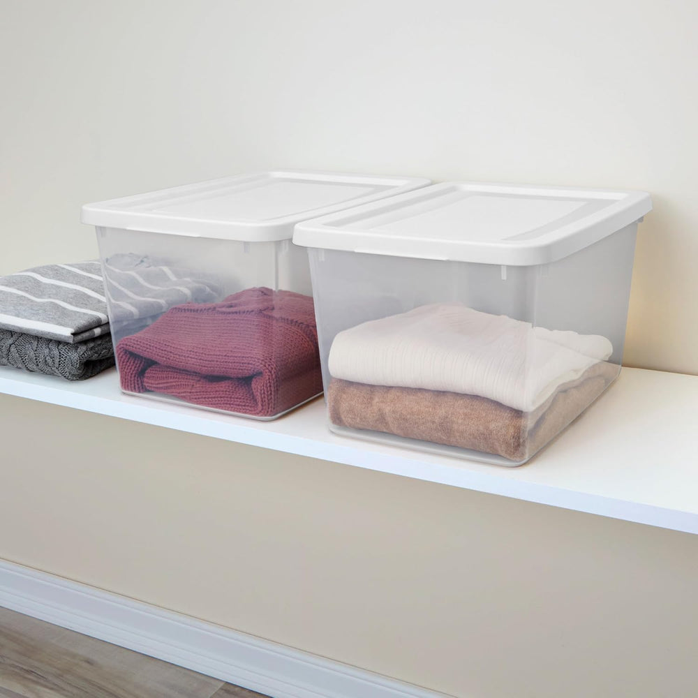 Sterilite Storage Box, Stackable Clear Plastic Bins, 20 Quart, 6-Pack