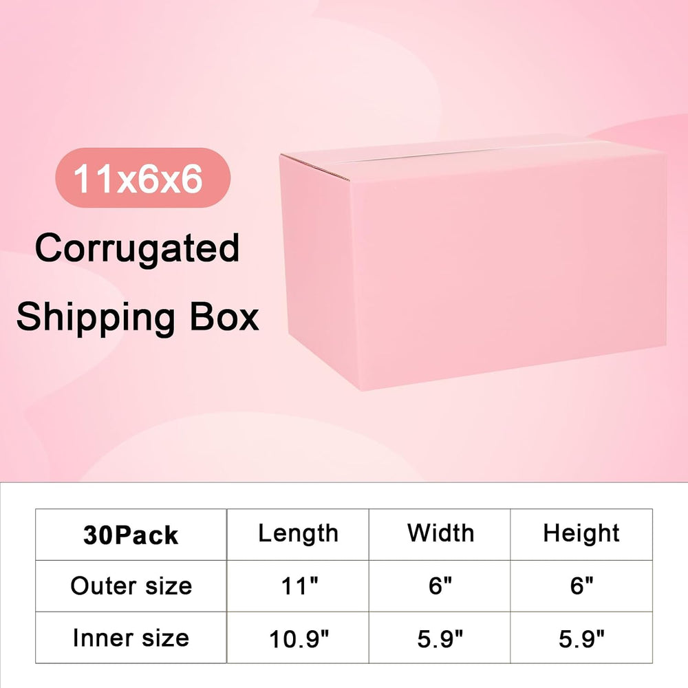 30 Pack 11x6x6 Shipping Boxes Medium, Pink Cardboard Boxes for Packaging Smal...