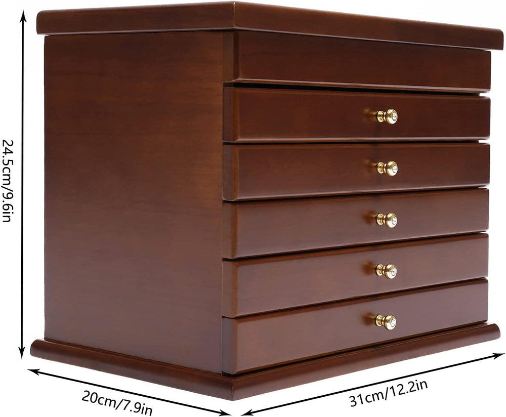 Jewelry Box for Women, 6-Tier large Wooden Jewelry organizer Vintage 5 Drawer...