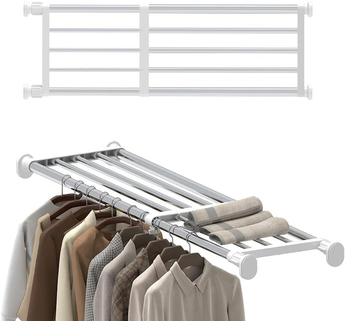 Hershii Expandable Tension Shelf Rod, Closet Tension Shelf Rod for Cabinet