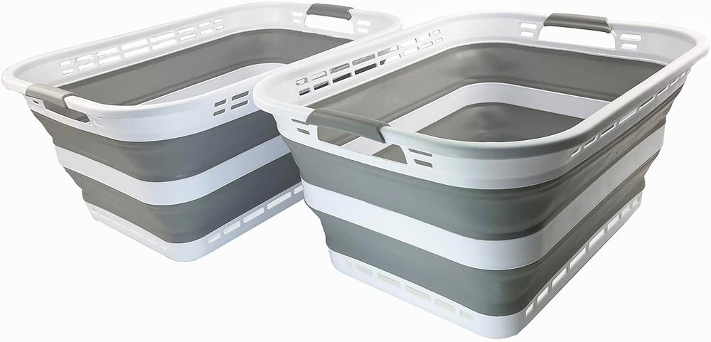 SAMMART 42L (11 Galloons) Collapsible Plastic Laundry Basket - Foldable Pop U...