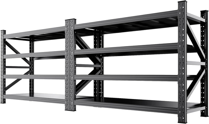 2-Pack 5000LBS Heavy Duty Garage Shelving for Warehouse & Large Storage Organization, 4 Tier Adjustable Metal Storage Rack for Garage, Basement, Workshop & Storage Room, 69" W x 24" D x 64" H