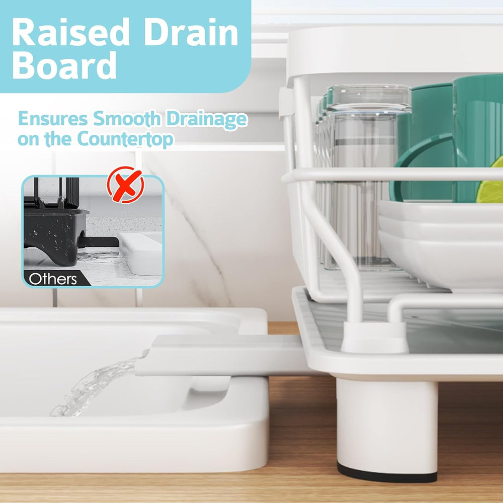 Dish Drying Rack for Kitchen Counter,12.8" W x 16.9" L,White