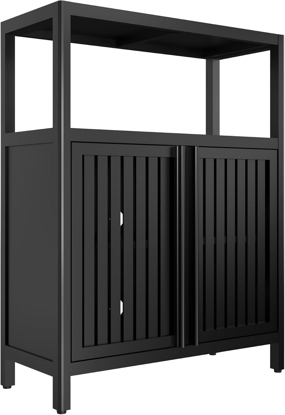 Bamboo Bathroom Storage Cabinet Furniture, Bathroom Floor Cabinet with 2 Shut...