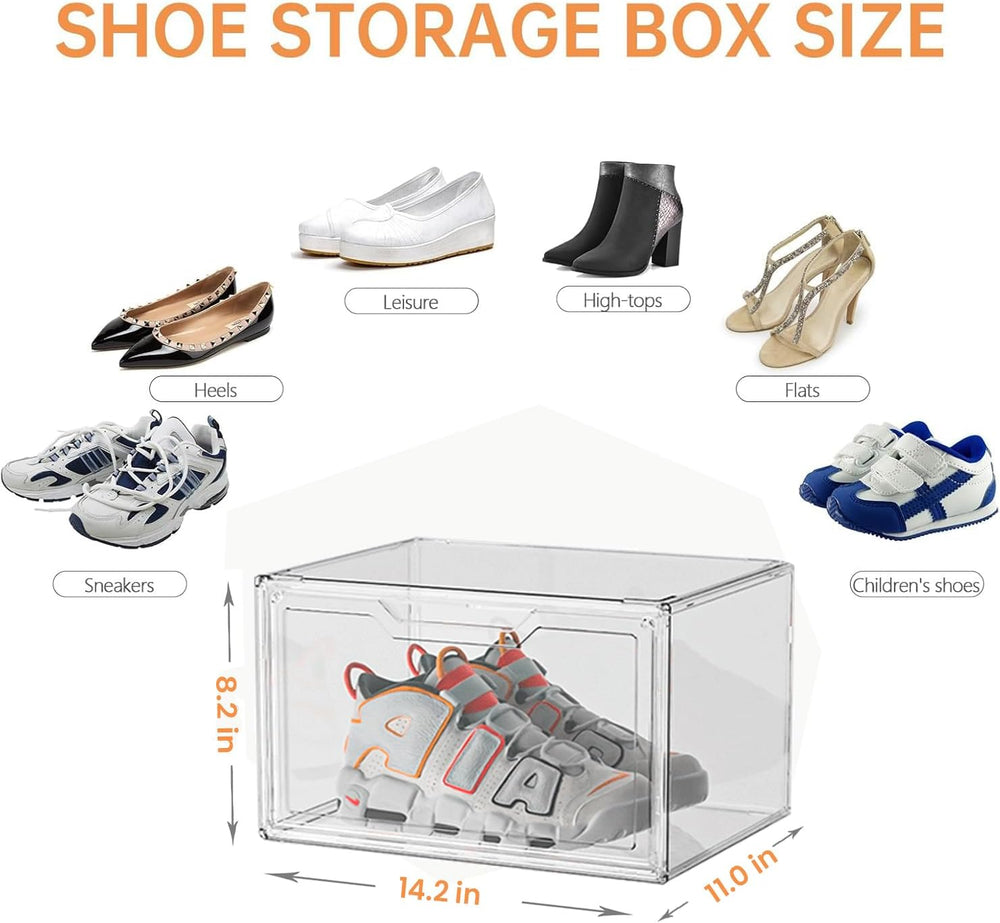 Magnetic Acrylic Clear Shoe Boxes – 360° Transparent Stackable Sneaker Storag...