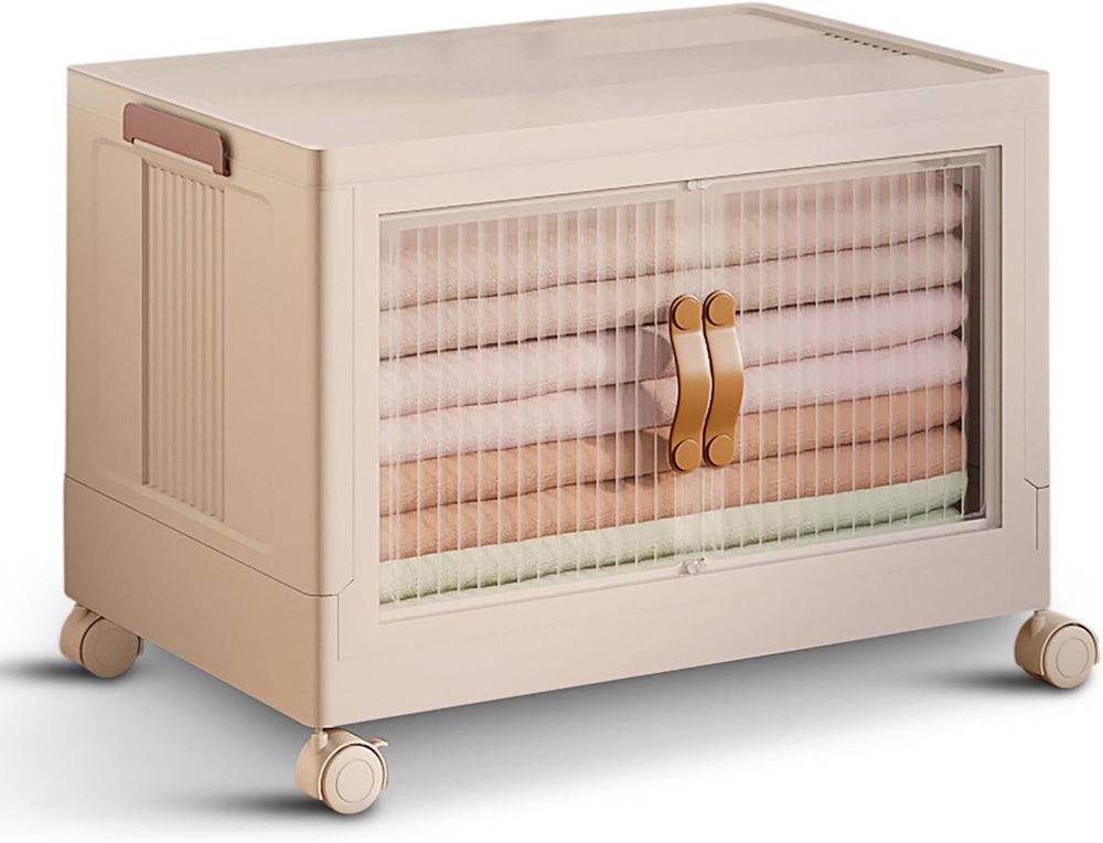 1 Tier Plastic Stackable Storage Bins Open Front with Lids & 360° Wheels ...