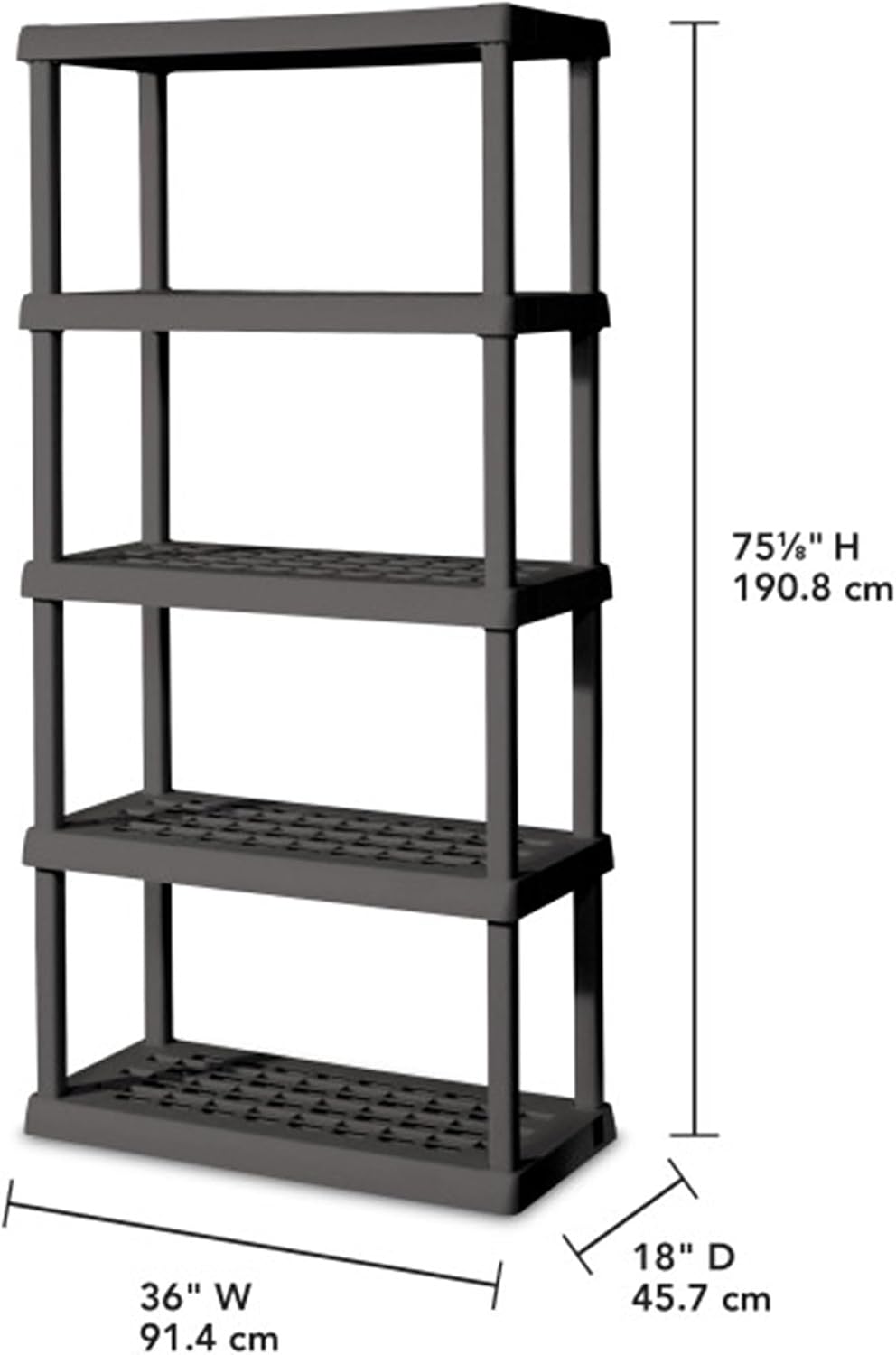 Sterilite 5 Shelf Unit, Heavy-Duty Plastic Storage & Utility Shelving Rack
