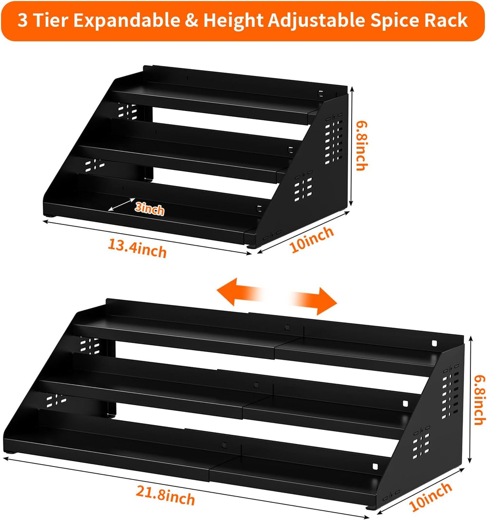 RCHYFEED 3 Tier Spice Rack Organizer for Cabinet,Expands 13.4 to 21.8 Inch