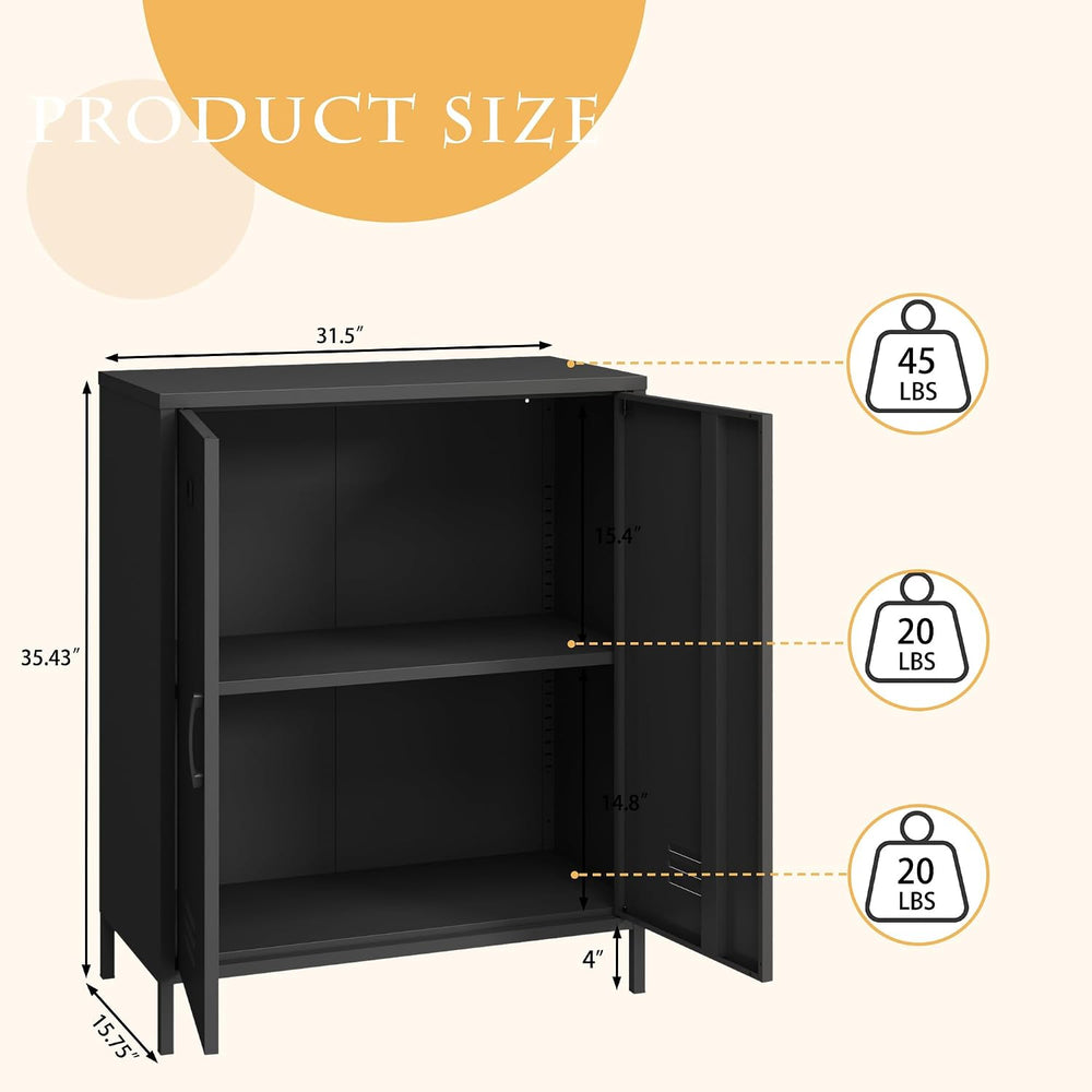 Steehoom Metal Cabinet with 2 Door, All Steel Small Locker Sideboard Buffet S...