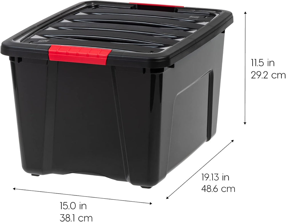 IRIS USA 6-Pack 40 Quart Storage Bins with Lids, Black
