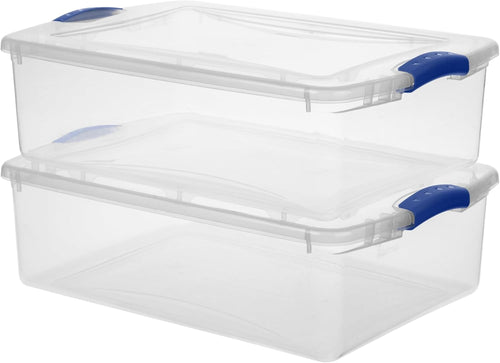 (2 pack) 32 quart clear plastic storage bins, main product view