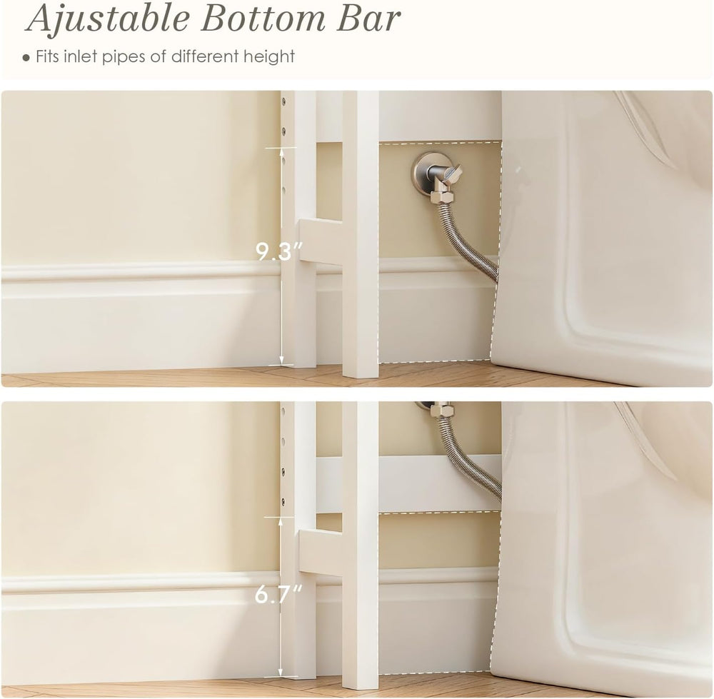 Spirich Over The Toilet Storage Cabinet, Arched Rattan-Style Doors, White