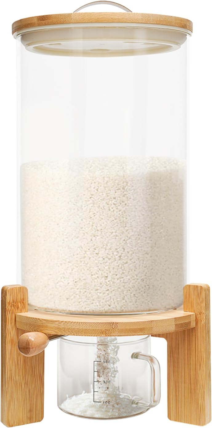 7.5L Rice Dispenser, Flour and Cereal Container, Glass Food Storge Container ...