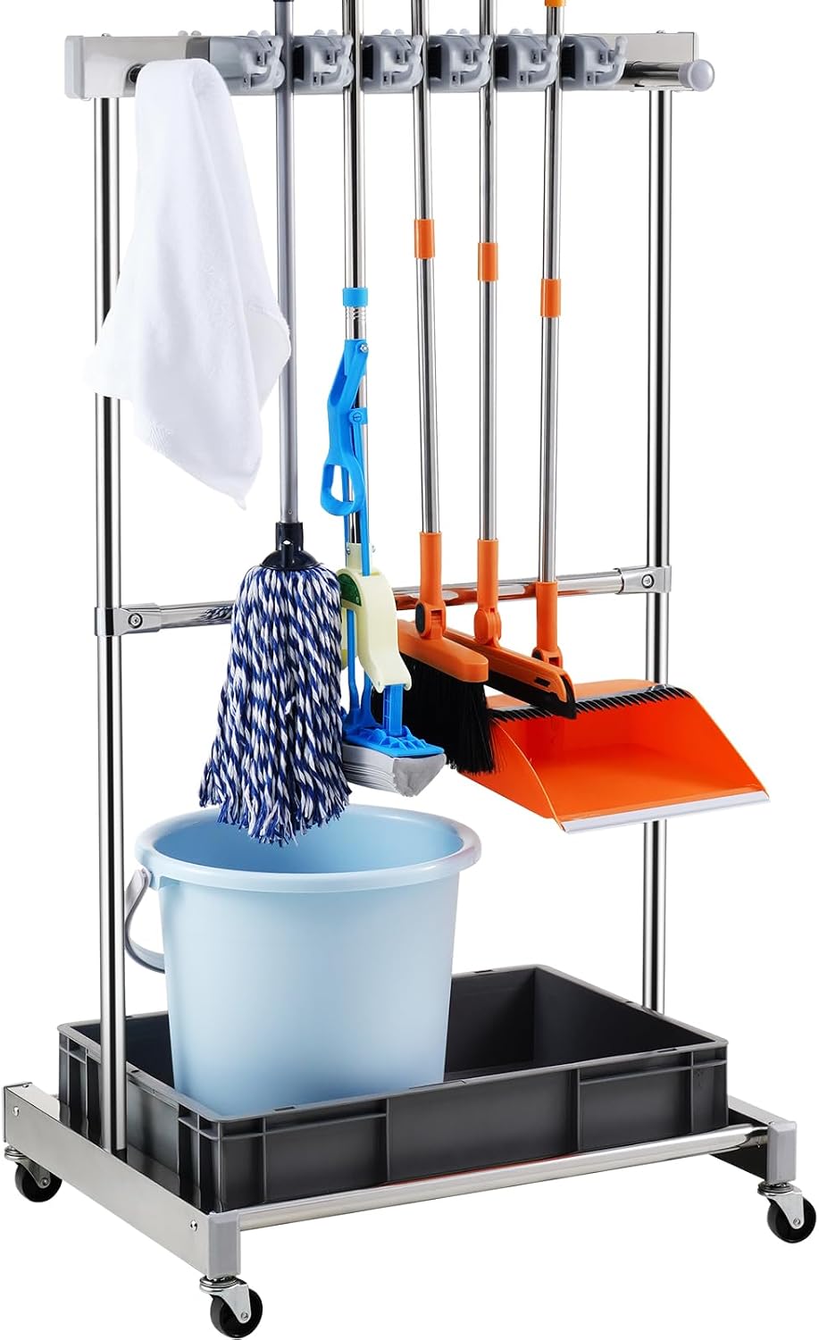 VEVOR Garden Tool Organizer, 10 Slots with Hooks, Yard Tool Tower Rack with W...