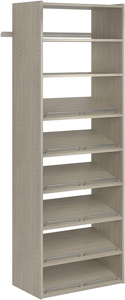 Easy Track Shoe Shelves Closet Storage, 24"-3 Pack, Weathered Grey