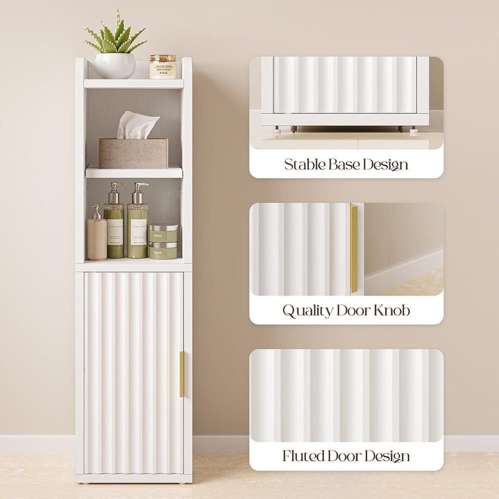 Yoobure Fluted Small Bathroom Storage Cabinet, Narrow Toilet Paper Cabinets