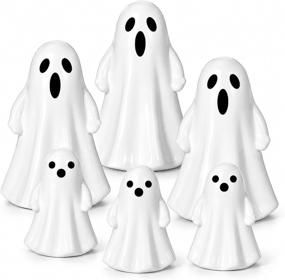 Leinuosen 6 Pcs Halloween Decorations Indoor Ceramic Ghost Figurines Decor