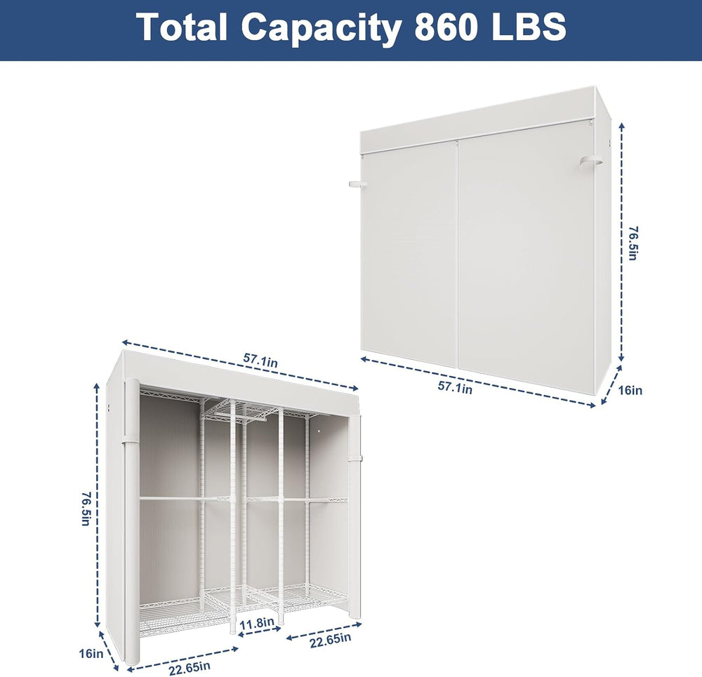 Ulif E12C Heavy Duty Closet Organizer System，Freestanding Clothing Rack, Adju...